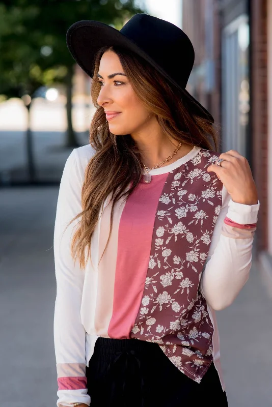 Weekend Offers That Shine Vertical Vintage Floral Block Tee