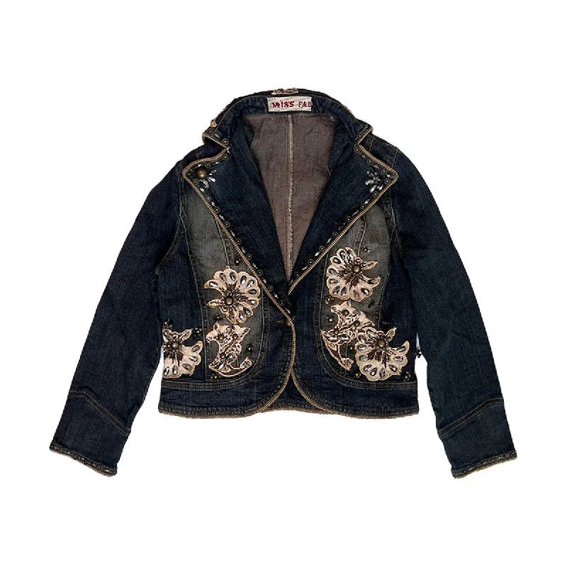 Today Only 80s Beaded Patch Denim Blazer
