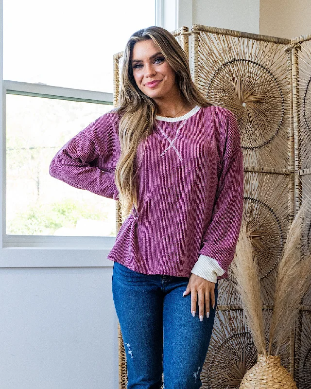 Weekend Bargains to Indulge In Don't Go Contrast Corded Top - Plum