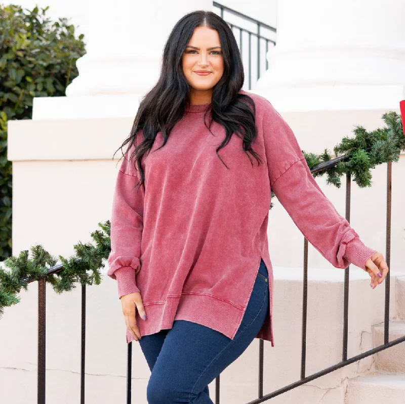 Weekend Discounts to Enjoy Cozy Pullover, Wine