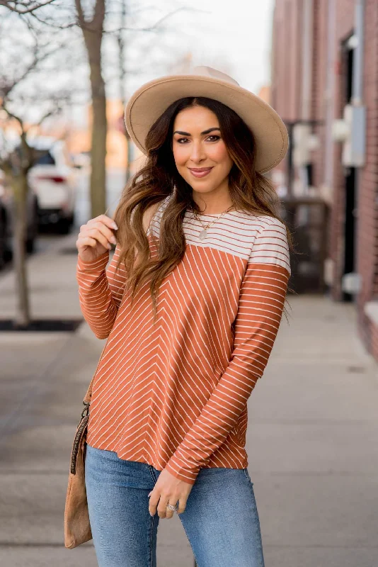 Your Weekend, Your Savings Striped Top Chevron Tee