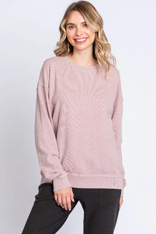 Weekend Specials to Relish Light Pink Long Sleeve Top