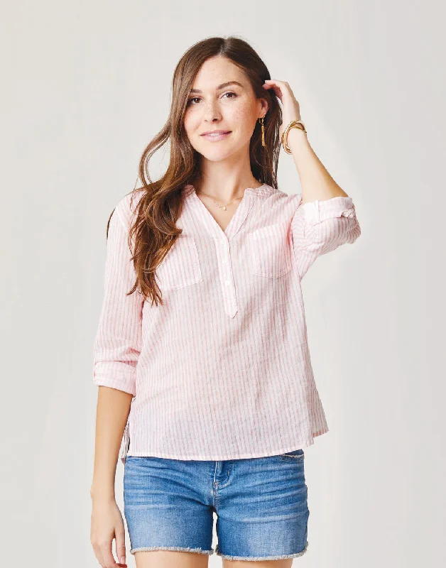 Weekend Discounts to Enjoy Dylan Gauze Shirt: Grapefruit Milos Stripe
