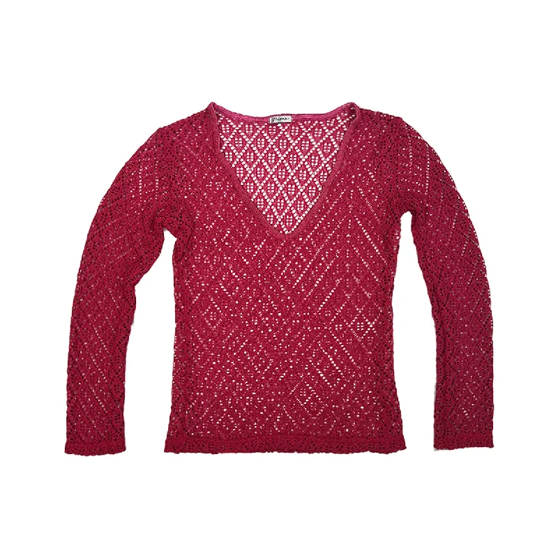 Make Your Weekend Count with Savings Knitted Pattern V-neck Long Sleeves Top