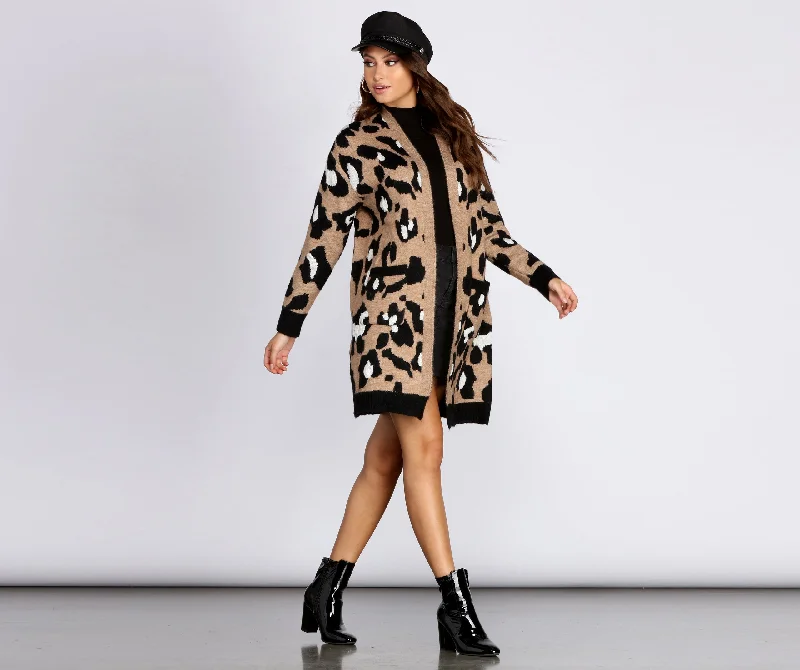 Weekend Bargains Galore Long-Line Leopard Cardigan