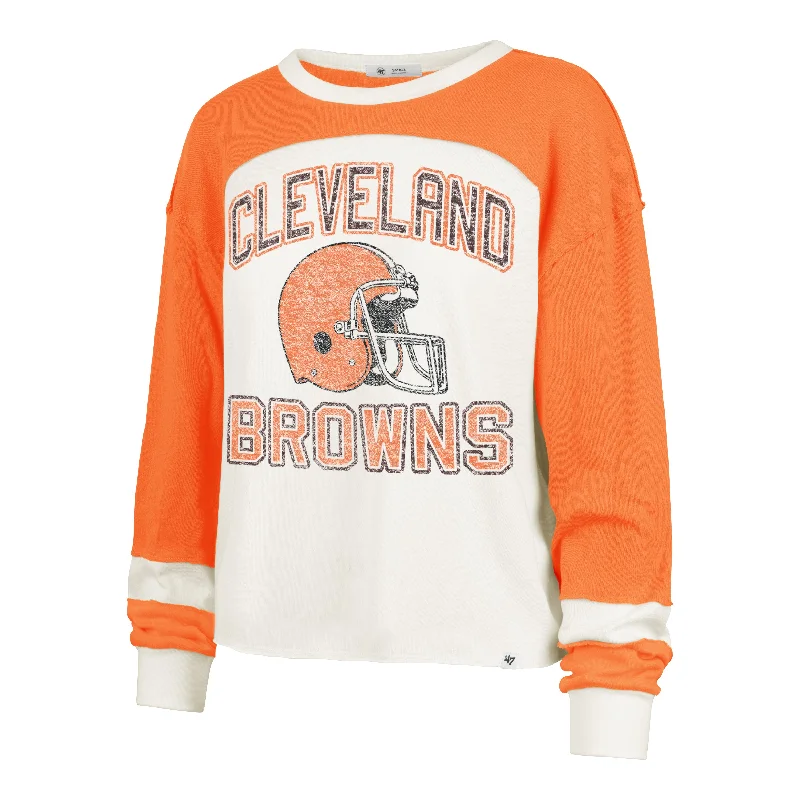 One-Day Only CLEVELAND BROWNS HISTORIC GRIDIRON CURVE '47 TONI LONG SLEEVE TEE WOMENS