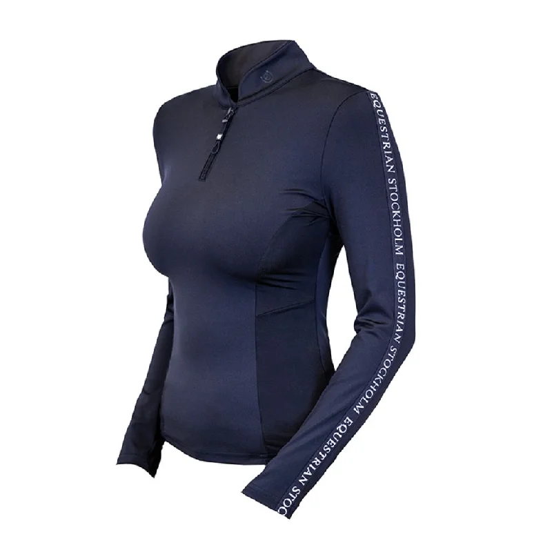 Time-Limited Offer Equestrian Stockholm Long Sleeved Power Top Modern Tech Navy