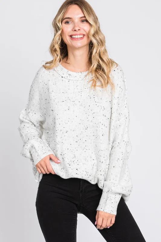 Weekend Shopping Extravaganza Ivory Speckled Knit Sweater