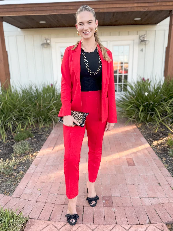 Weekend Deals to Brighten Your Day The Red Hot Blazer and Pants Set-Red