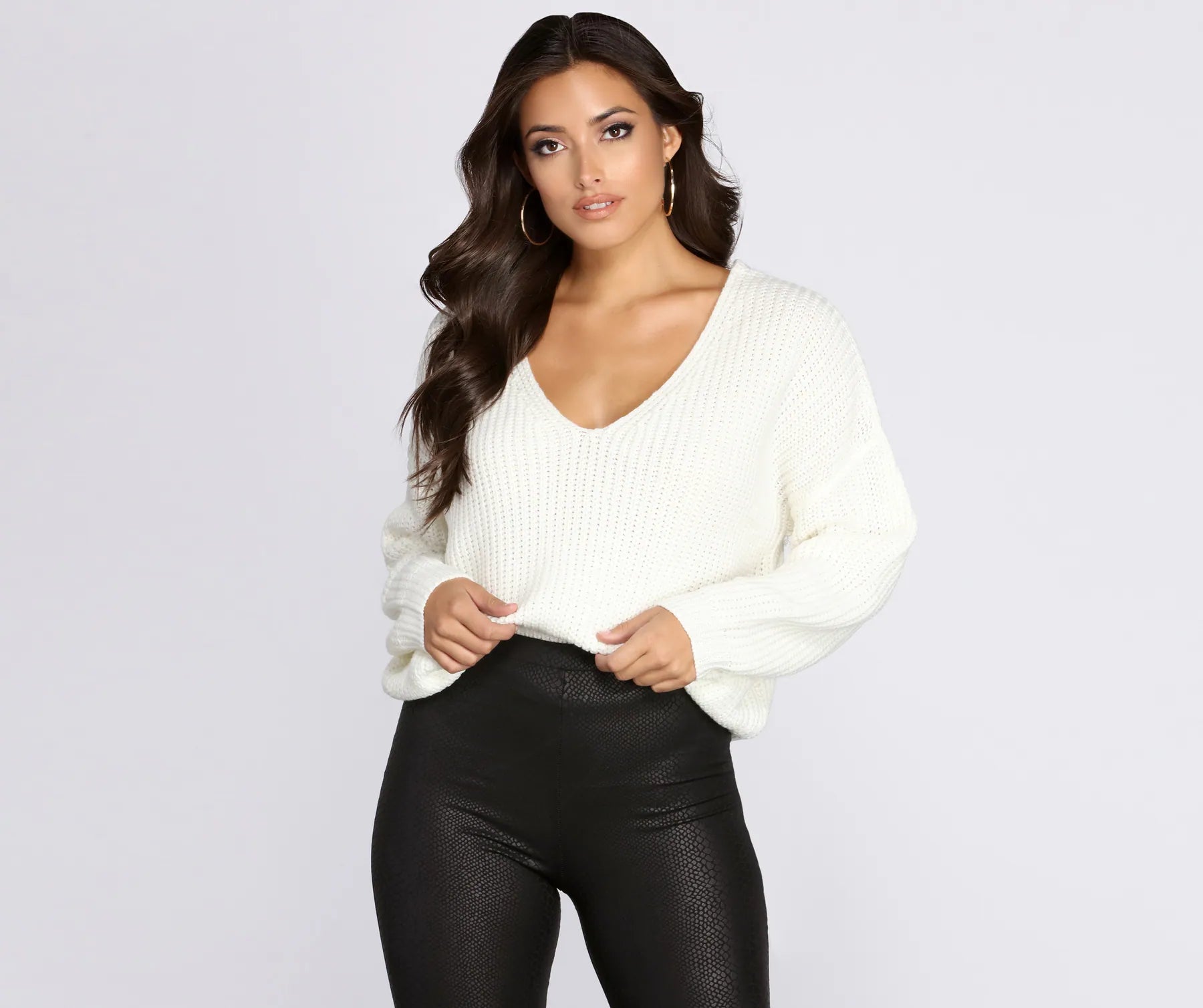 Can't Beat Lace Up Pullover Sweater