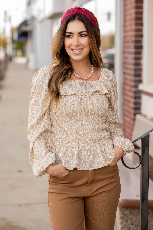 Pay Less Micro Floral Ruched Top Peplum Blouse