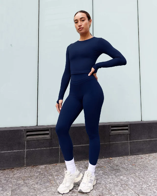 Weekend Discounts to Snag Staple LS Cropped Tee - Midnight Blue