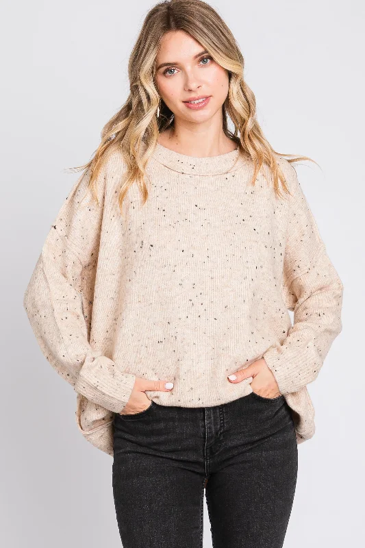 Massive Deal Beige Speckled Knit Sweater