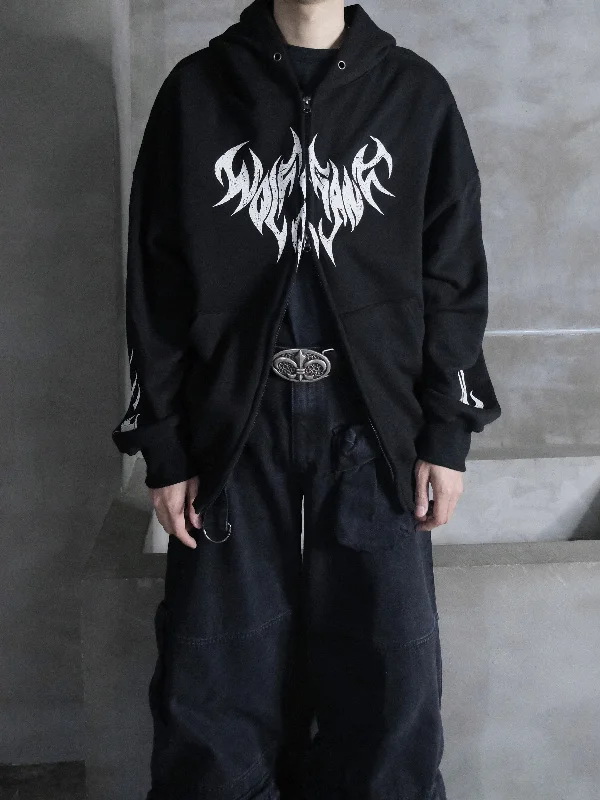 Weekend Specials to Cherish crack fire print hoodie zipup