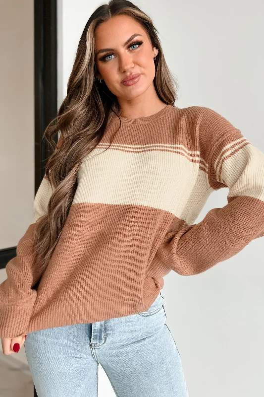 New Deal Fact Of The Matter Colorblock Sweater (Dusty Apricot)