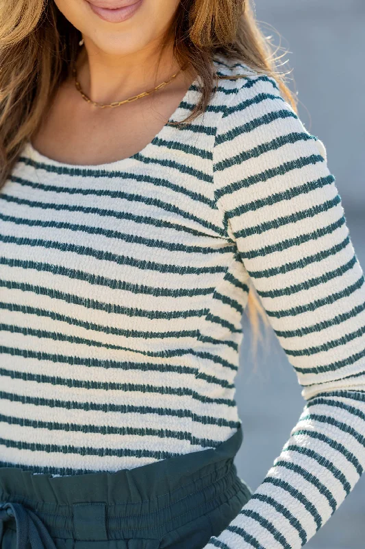 Exclusive Weekend Offers Inside Textured Stripes Long Sleeve Tee