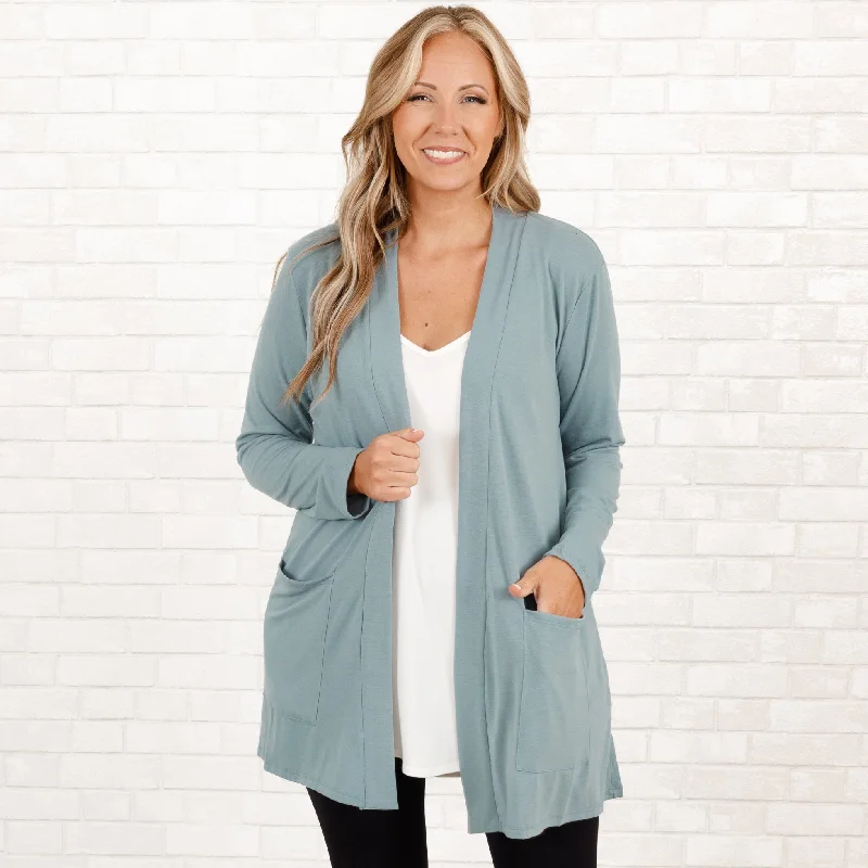Early Access Kindness and Compassion Cardigan, Blue Grey