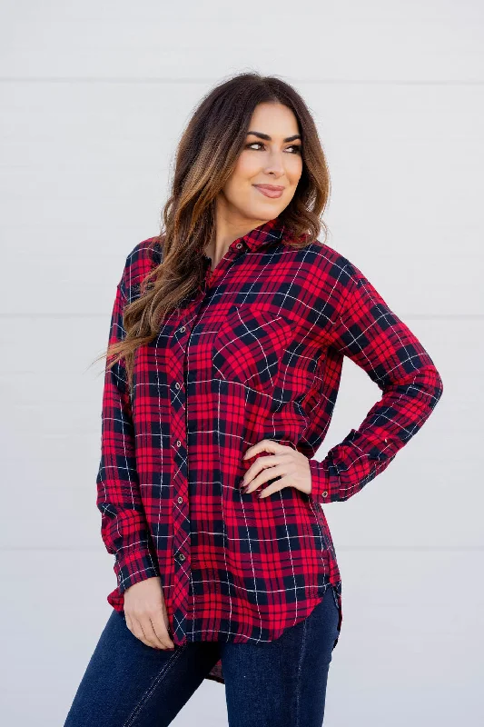 Crazy Savings Pretty In Plaid Tunic Blouse