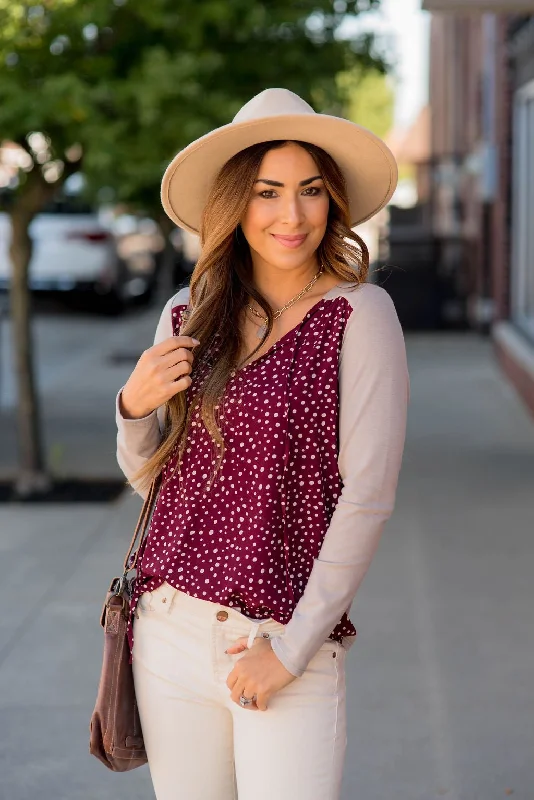 Online Deal Dotted Front Long Sleeve Blouse