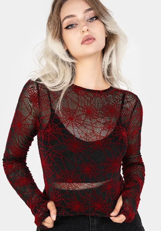 Today Only Venom Flocked Mesh Top - Red