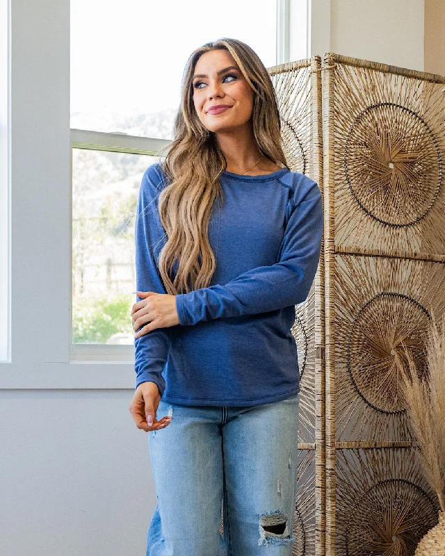 Year-End Clearance Little Too Late Long Sleeve Top - Light Navy