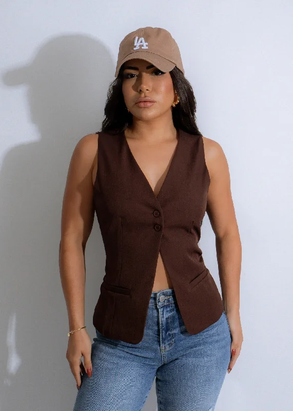 Now or Never Heritage Chic Long Top Brown
