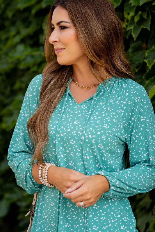 Weekend Offers That Please Confetti Tie Top Blouse