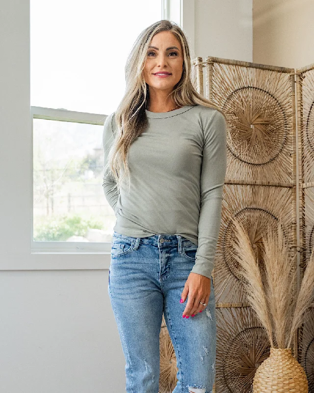 Weekend Discounts to Enjoy Elle Long Sleeve Knit Top - Sage