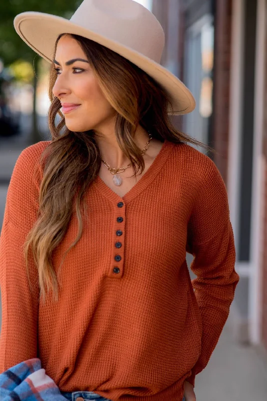 Special Price Basic Waffle Henley Tee