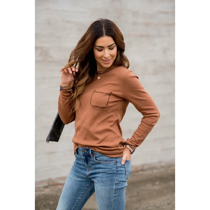 Weekend Deals to Make You Happy Basic Every Day Stitch Trimmed Thermal Tee