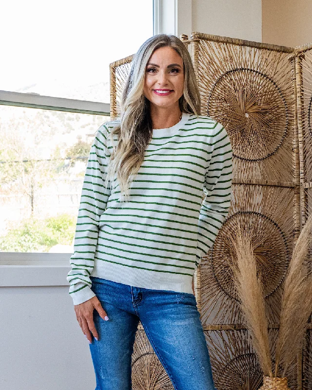 Weekend Bargains to Grab Camila Striped Crewneck Sweater - Green