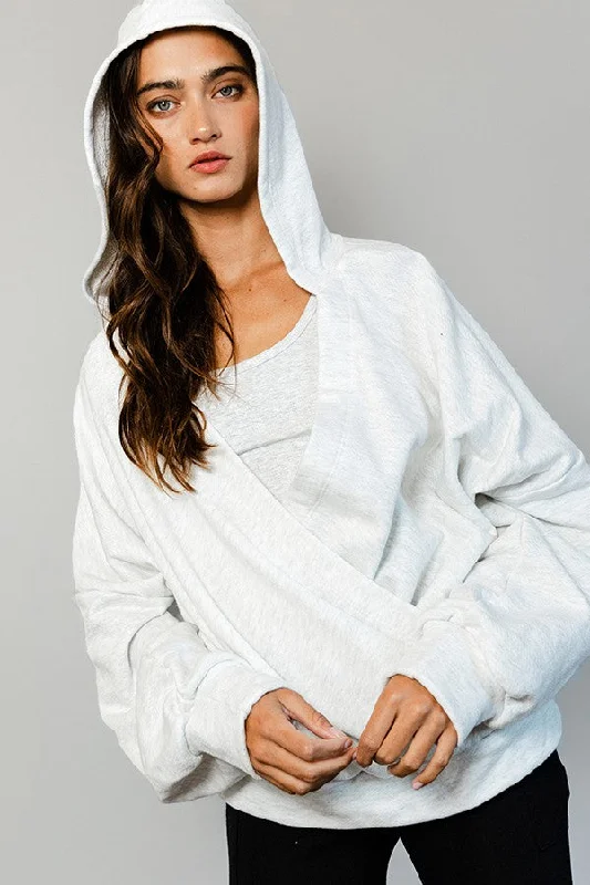 Can't Beat Heather Gray Terry Wrap Long Sleeve Nursing Top