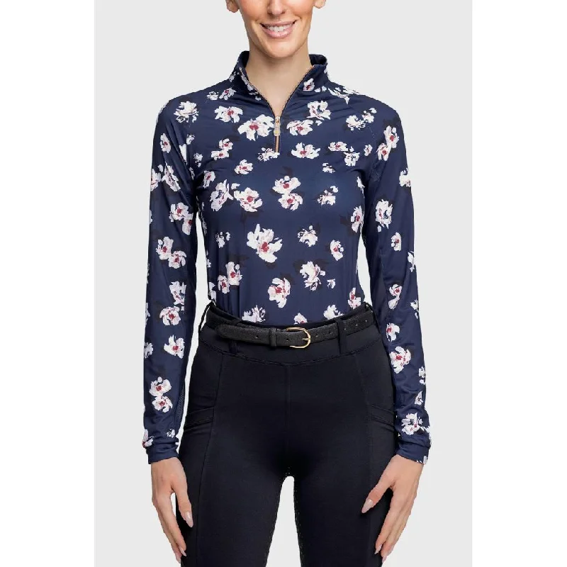 Mega Sale Kastel Denmark Long Sleeve Sunshirt Navy Floral with RoseGold Zip