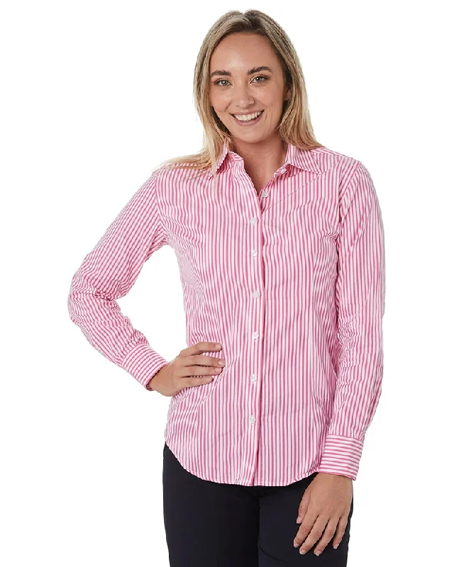 Weekend Discounts You Deserve Ladies LS Shirt - Pink/White