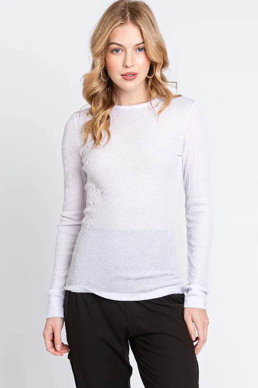 Exclusive Deal Ivory Knit Long Sleeve Round Hem Top
