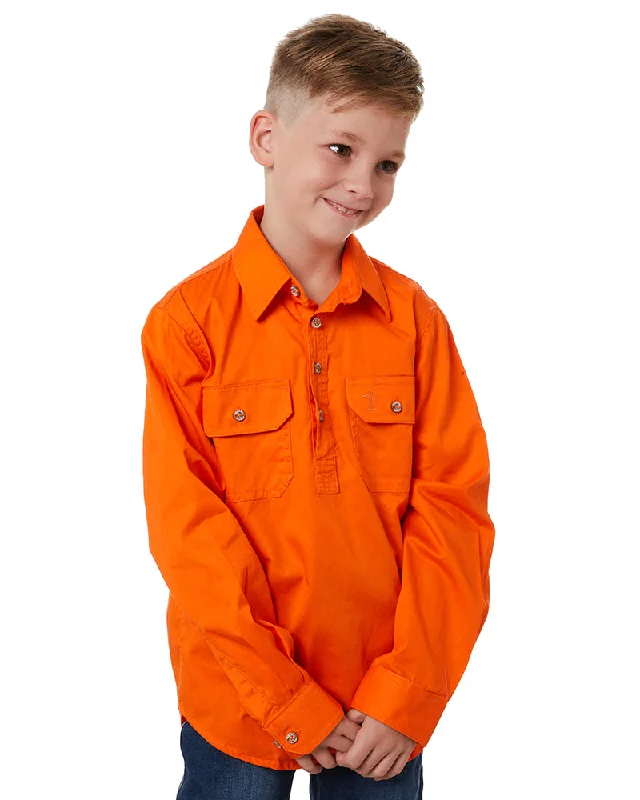 Weekend Discounts to Enjoy Kids Closed Front Shirt LS - Tangerine