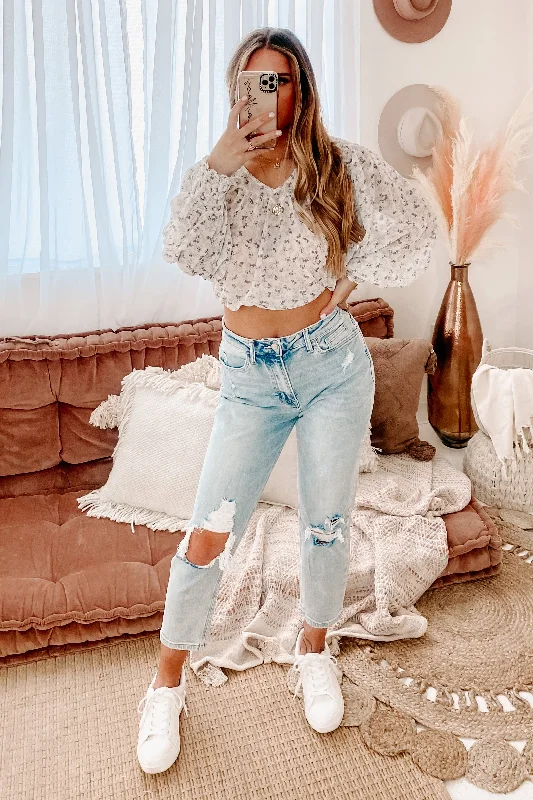 Sale Alert Mid-Week Mantra Long Sleeve Printed Top (Off White)