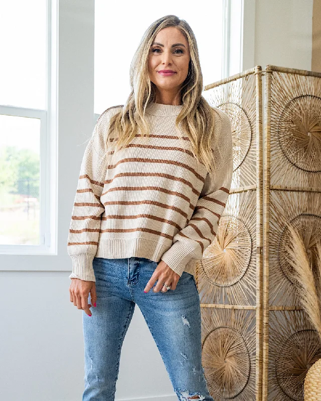 Weekend Discounts to Love Sydney Chunky Ribbed Striped Sweater - Oatmeal