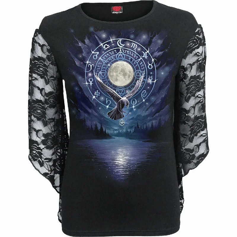 Shop Now WITCHCRAFT - Rose Lace Sleeve Top