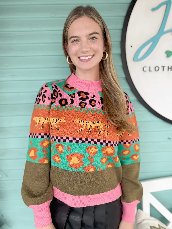 Bonus Offer (THML) The Jada Printed Sweater-Pink