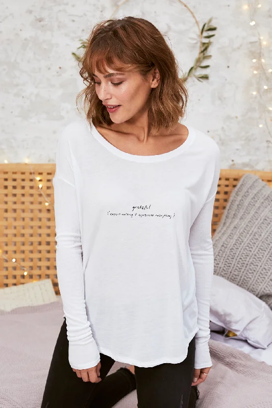 Super Discount "Grateful" Original Ribbed Long Sleeve Tee
