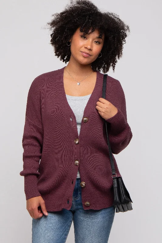Weekend Bargains to Relish Plum Basic Ribbed Cardigan Sweater
