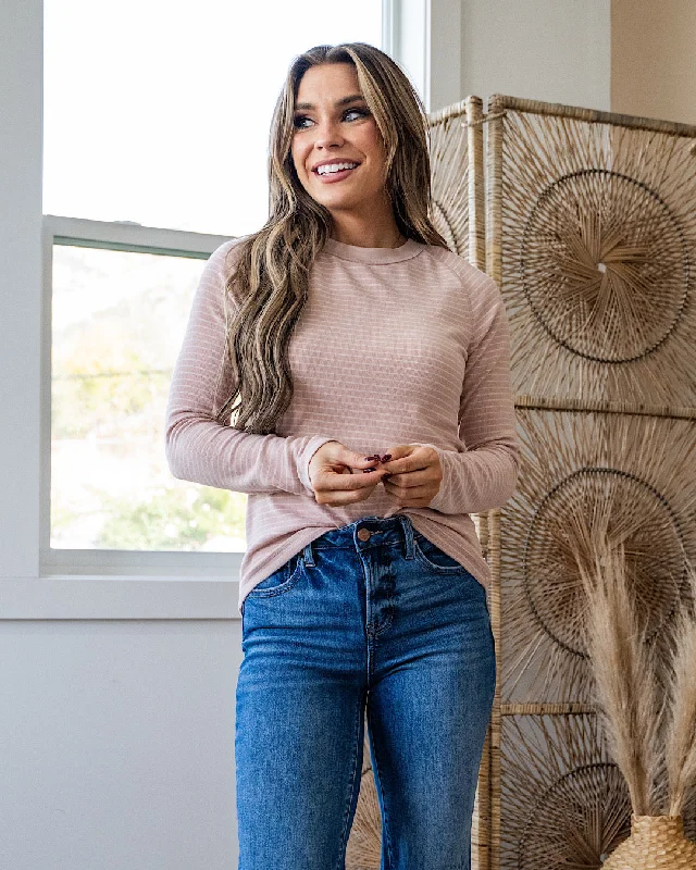 Year-End Sale NEW! Holly Ribbed Striped Top - Mauve