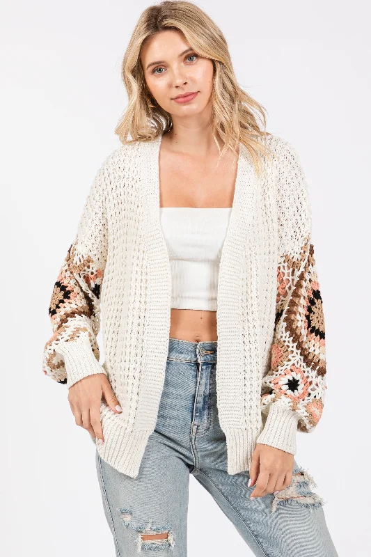 Extra Discount White Sleeve Crochet Cardigan
