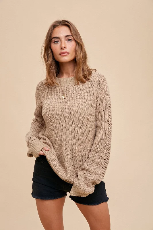 Weekend Offers That Impress Taupe Open Knit Sweater