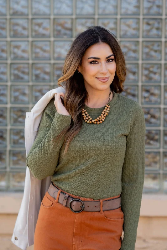 Online Deal Subtle Textured Long Sleeve Tee