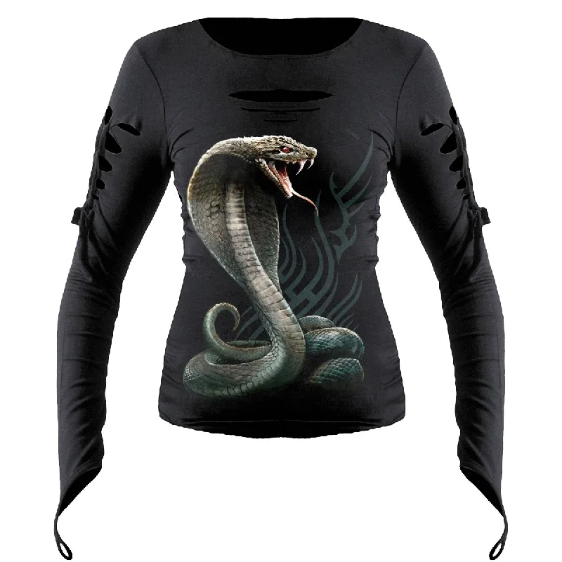 Weekend Special SERPENT TATTOO - Slashed Goth Glove Top Black