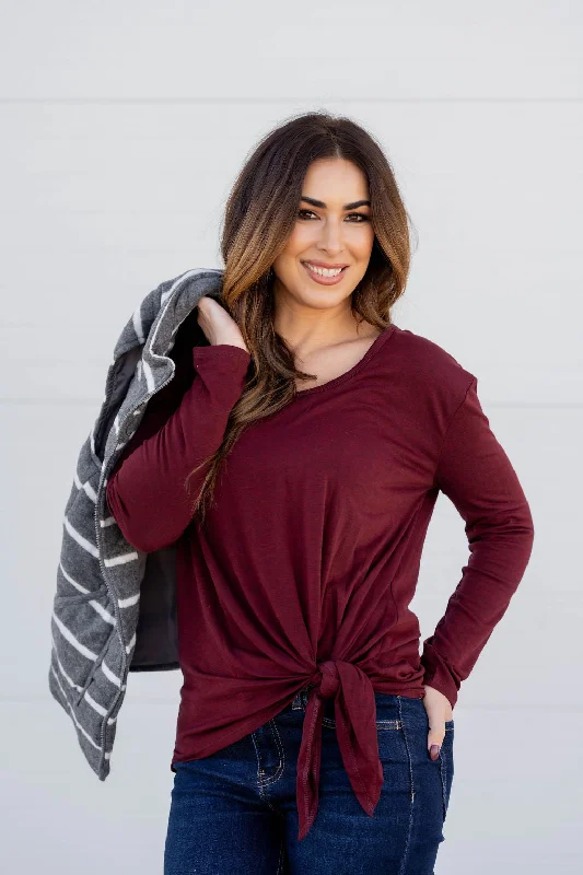 Savings Soar This Weekend Tie Bottom Long Sleeve Tee