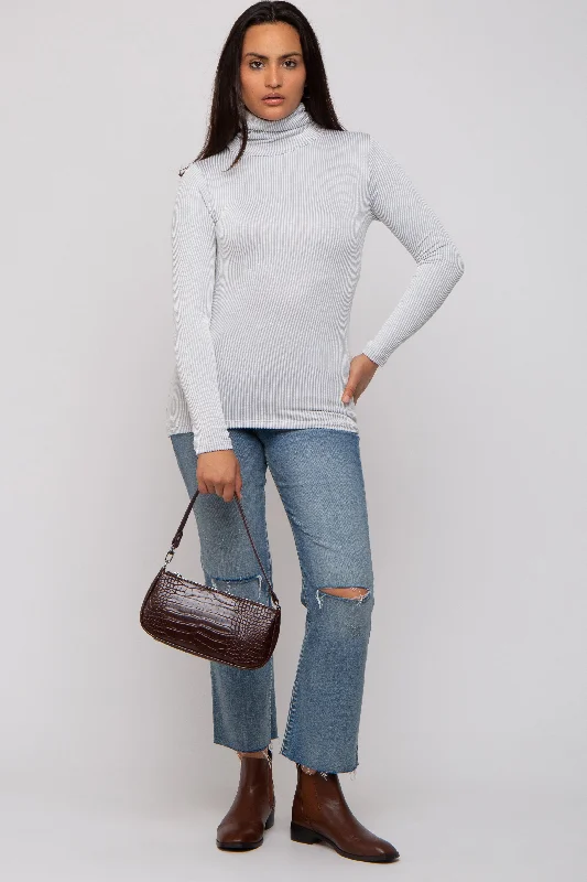 Weekend Specials to Grab Grey Ribbed Turtleneck Top