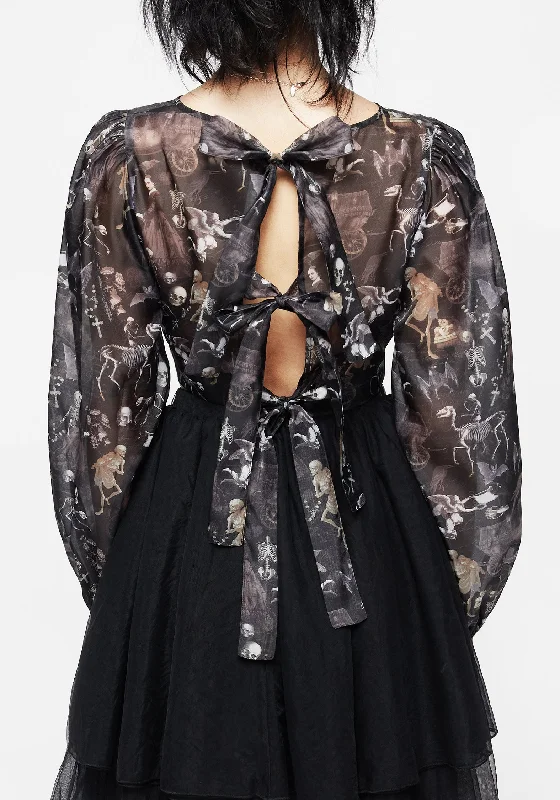 Deal Alert Melancholia Puff Sleeve Tie Back Organza Crop Top